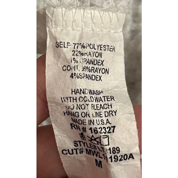 Magnolia Boutique Off The Shoulder Rib Knit Cuff White Top Medium - Picture 6 of 6